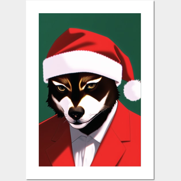 Raccoon Santa Wall Art by Tazlo